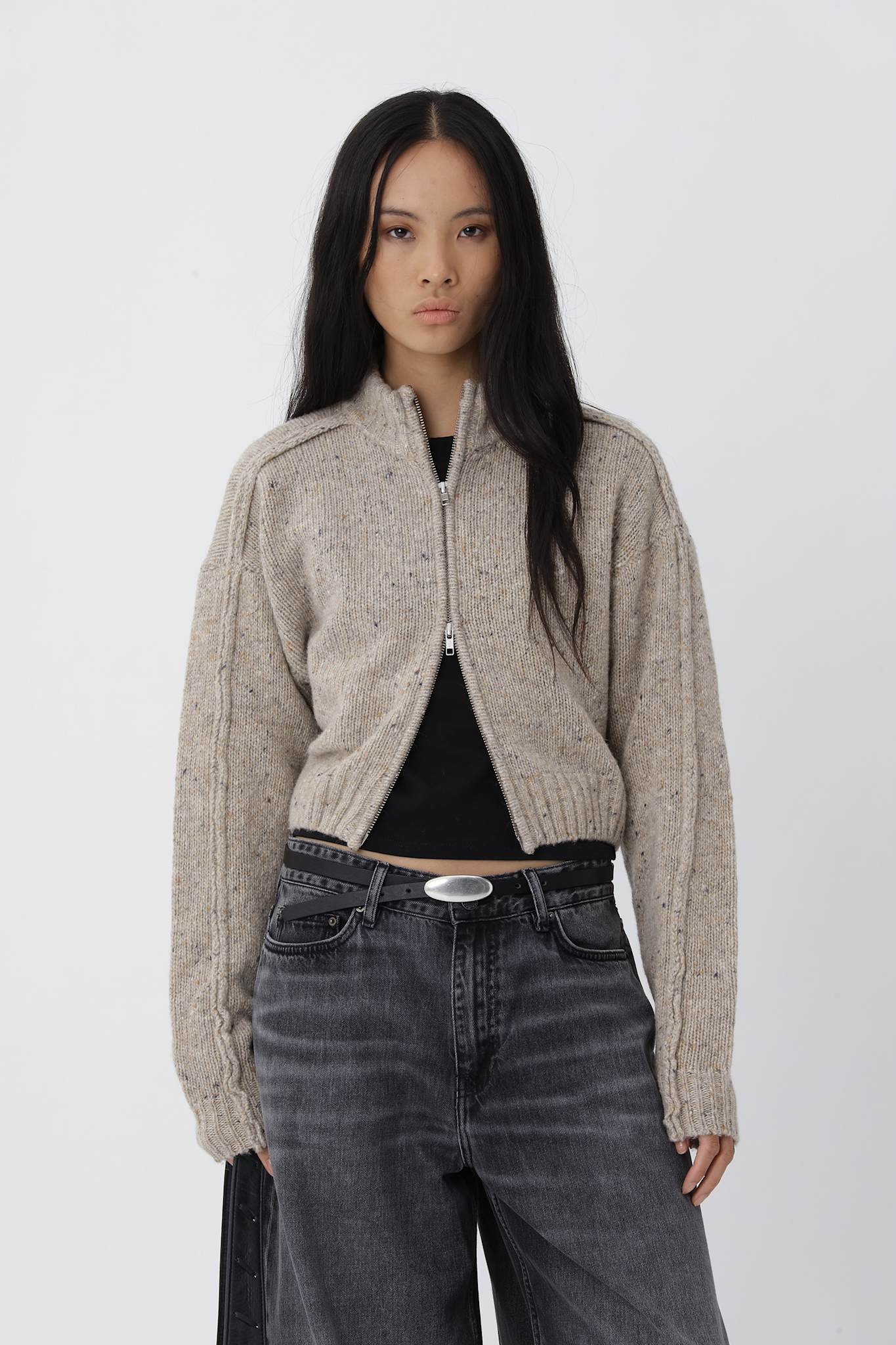 Alea Zip Knit Cardigan - Plaza Taupe - Won Hundred Online Store