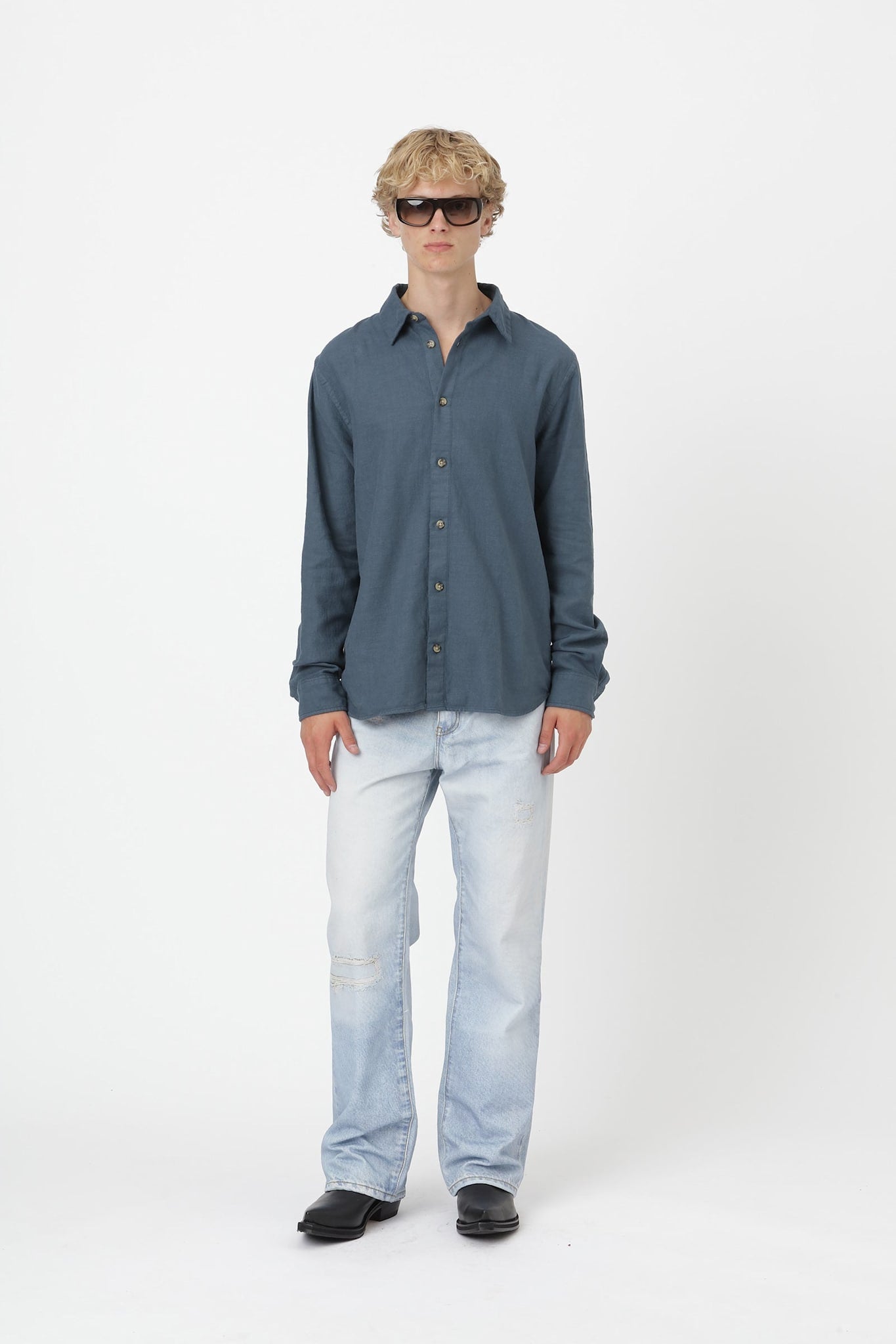 Won Hundred Men Adriel Shirt Orion Blue