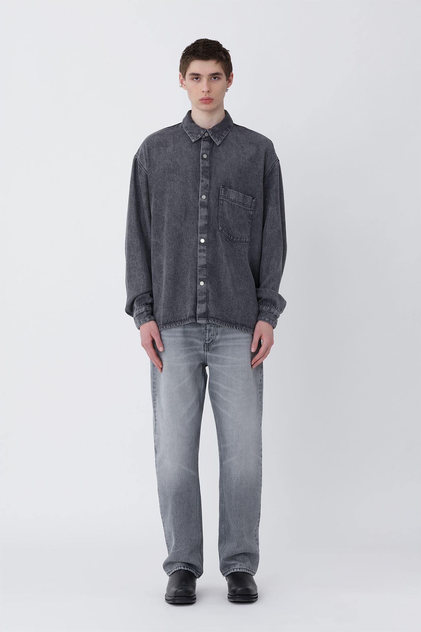 Maza Denim Shirt - Washed Grey - Won Hundred Online Store