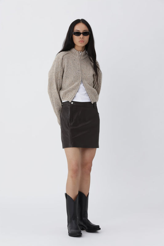 Sia Leather Skirt - Deep Brown