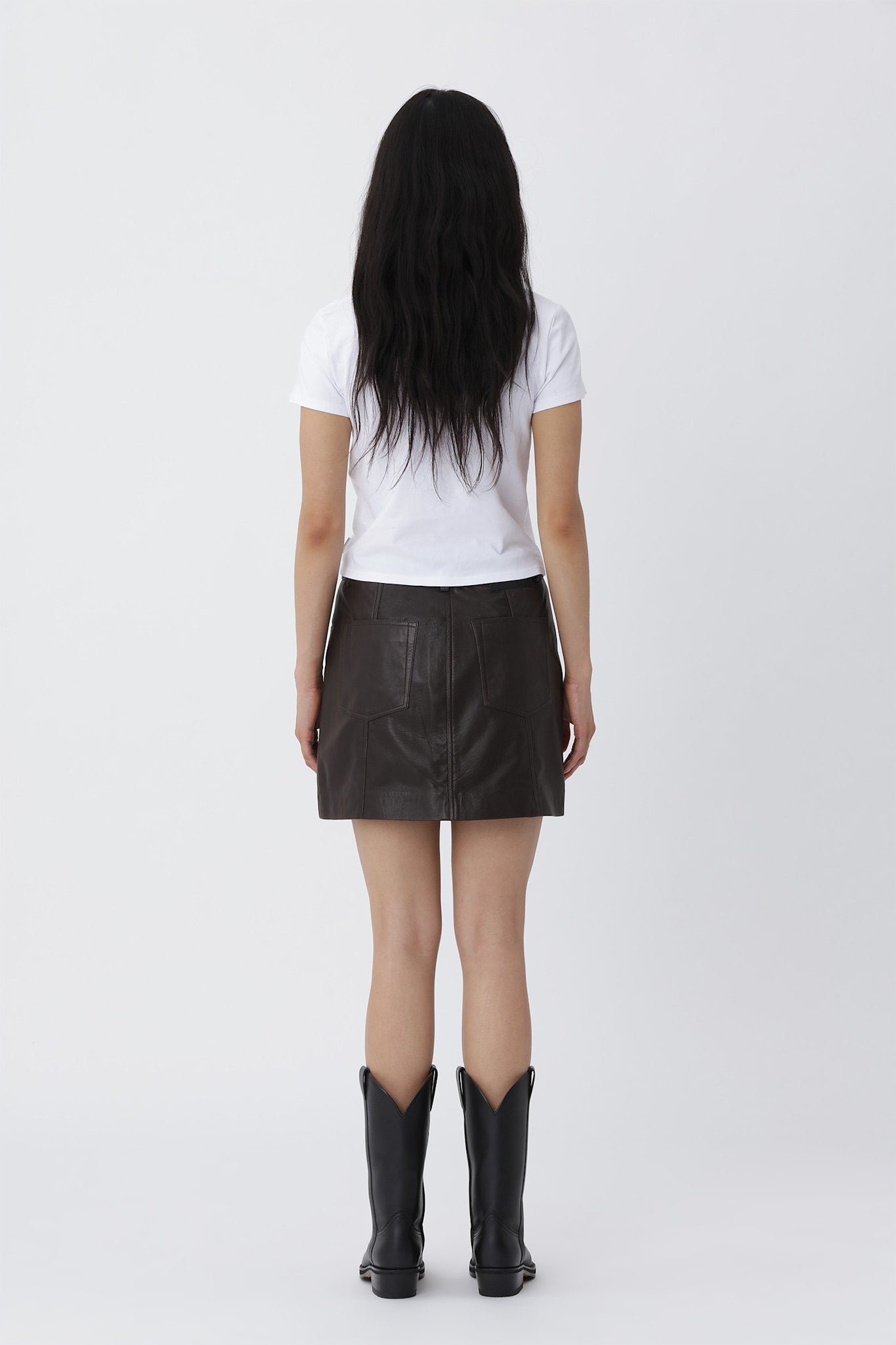 Sia Leather Skirt - Deep Brown
