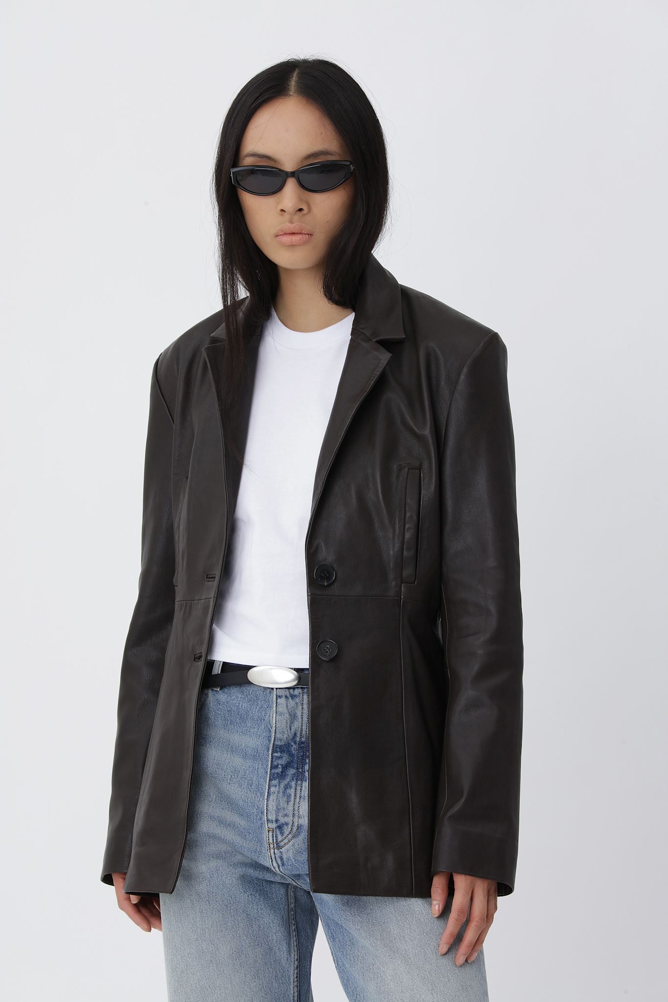 Silva Leather Blazer - Deep Brown - Won Hundred Online Store