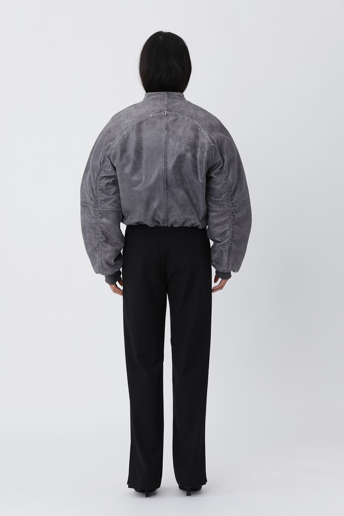 Ola leather Bomber jacket - Smoky Pearl GREY - Won Hundred Online Store