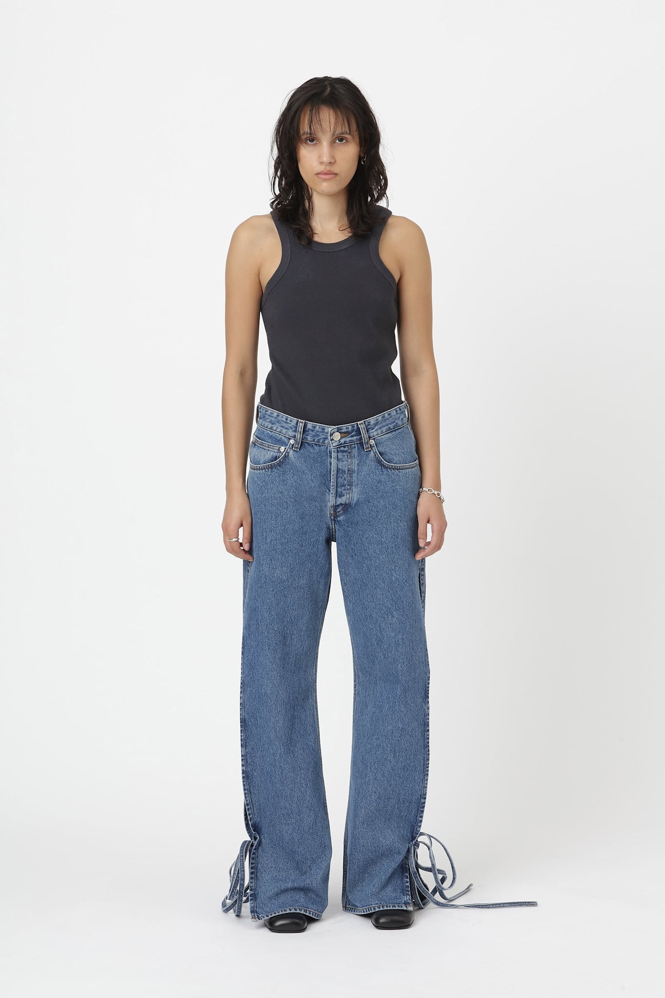 Won Hundred Women Baggy String Jeans Mable Blue