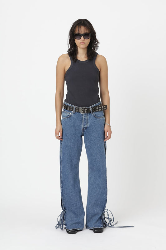 Won Hundred Women Baggy String Jeans Mable Blue