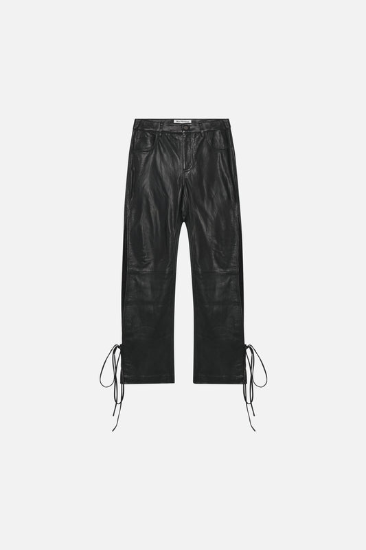 Baggy String Leather Trousers - Black