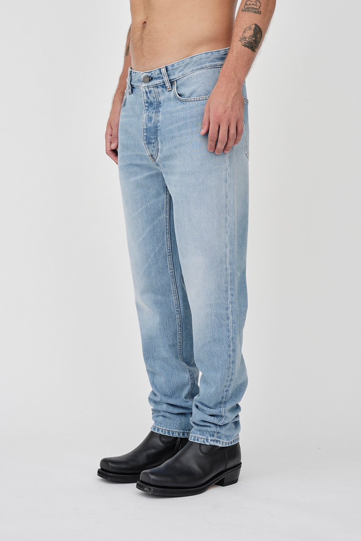 Won Hundred Men Ben Beatet Medium Blue 5-Pockets Beatet Medium Blue