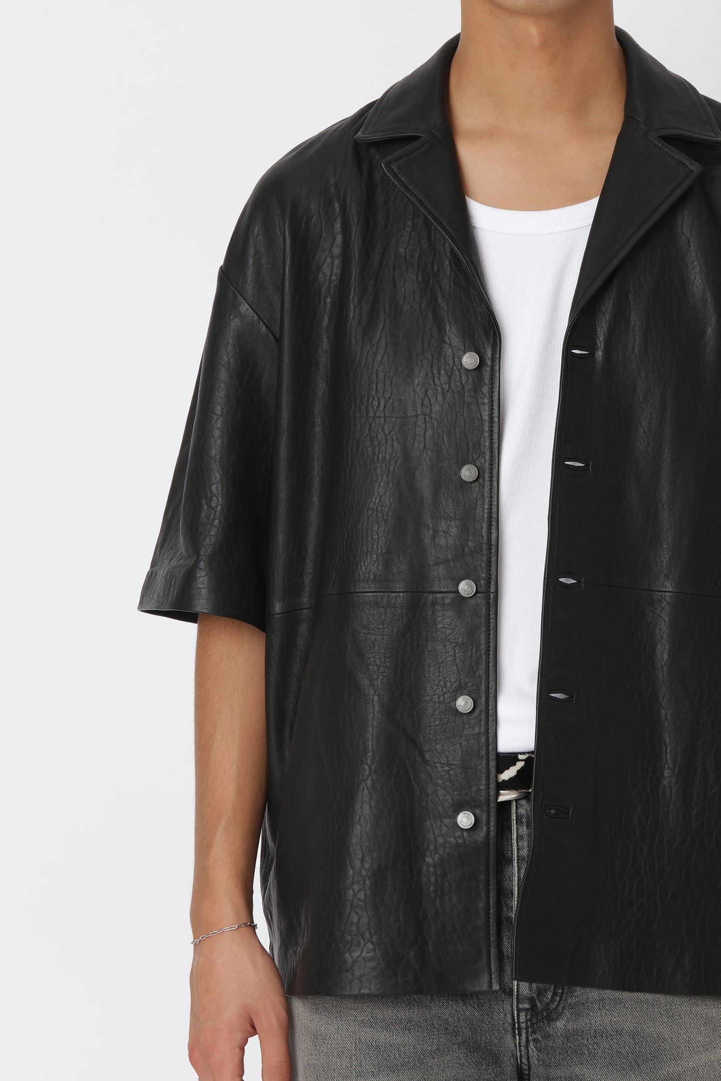 Won Hundred Men Desmond Leather Shirt Trousers Black