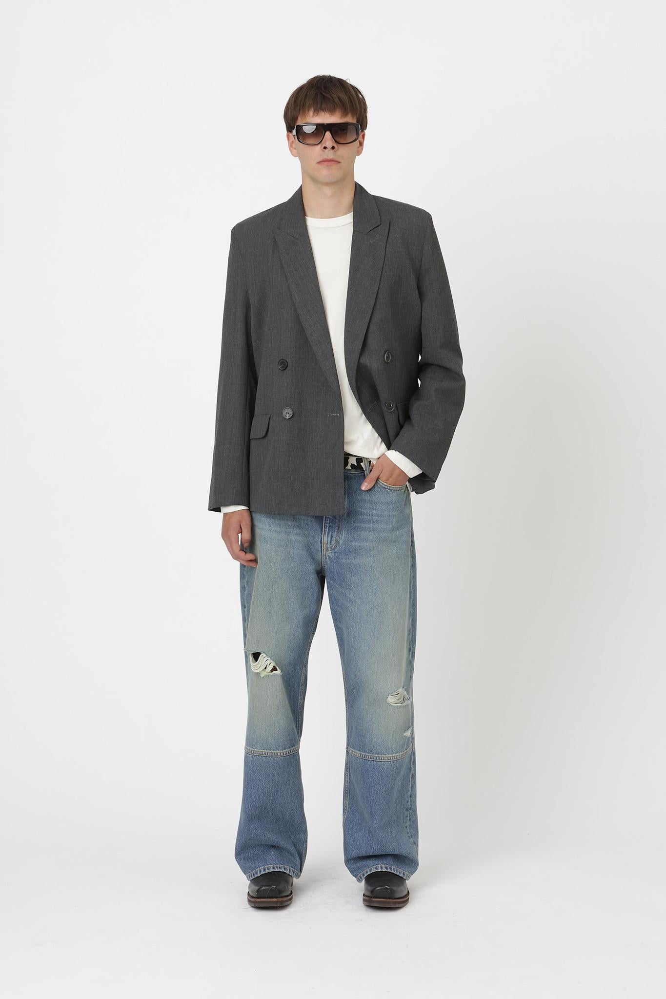 Won Hundred Men Kaison Blazer Anthracite Melange