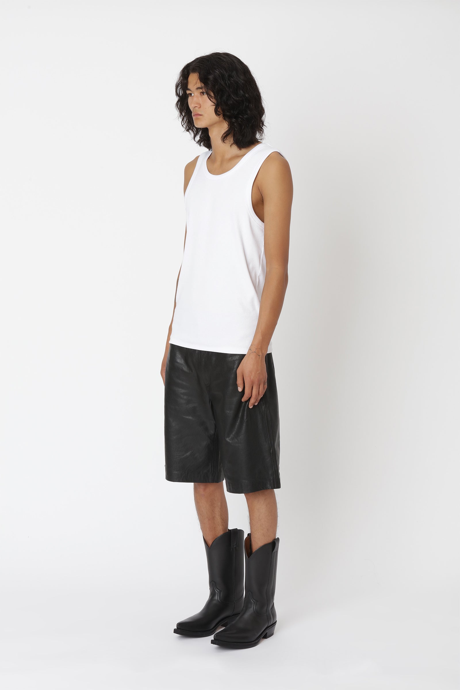 Won Hundred Men Kayce Leather Shorts Trousers Black