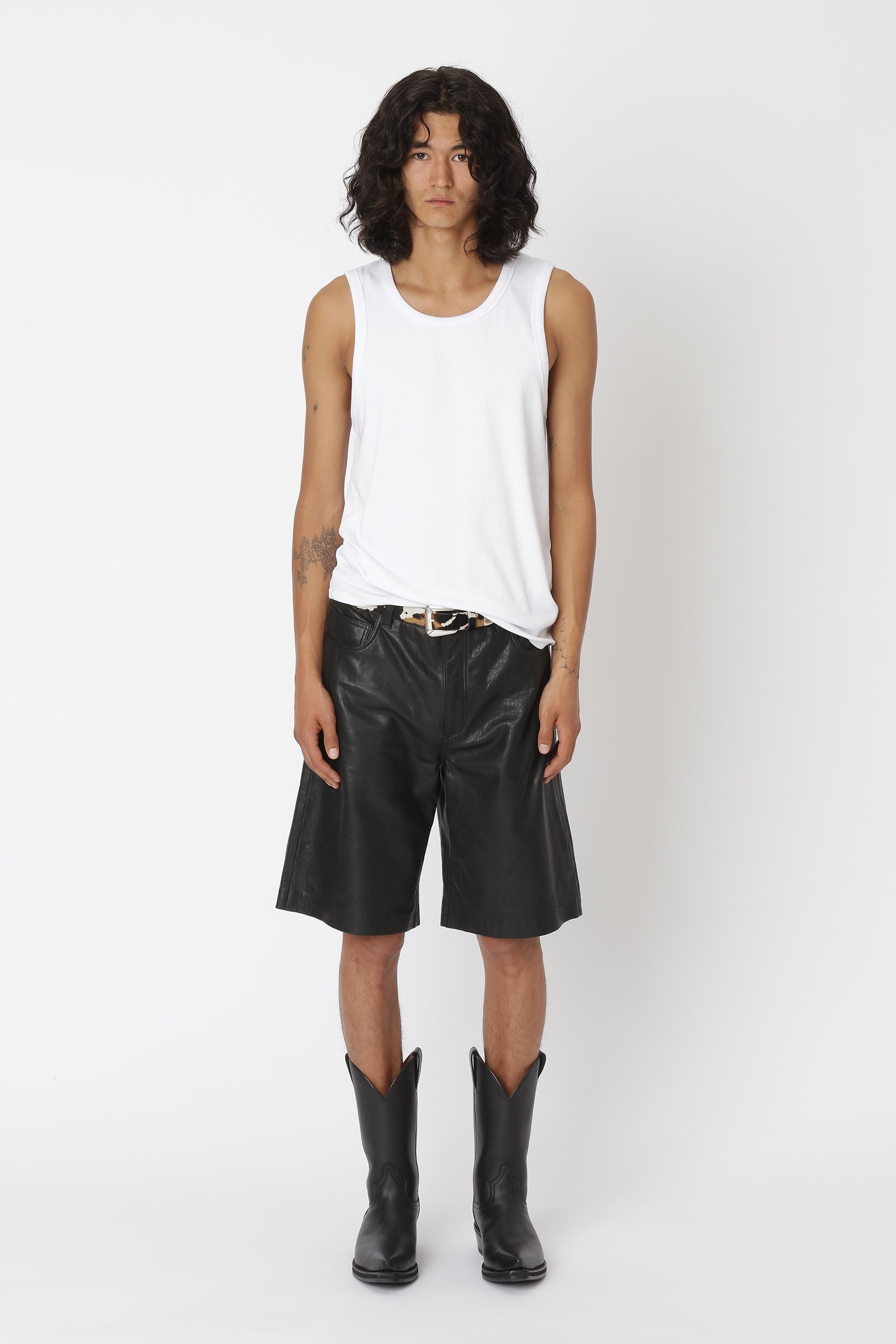Won Hundred Men Kayce Leather Shorts Trousers Black