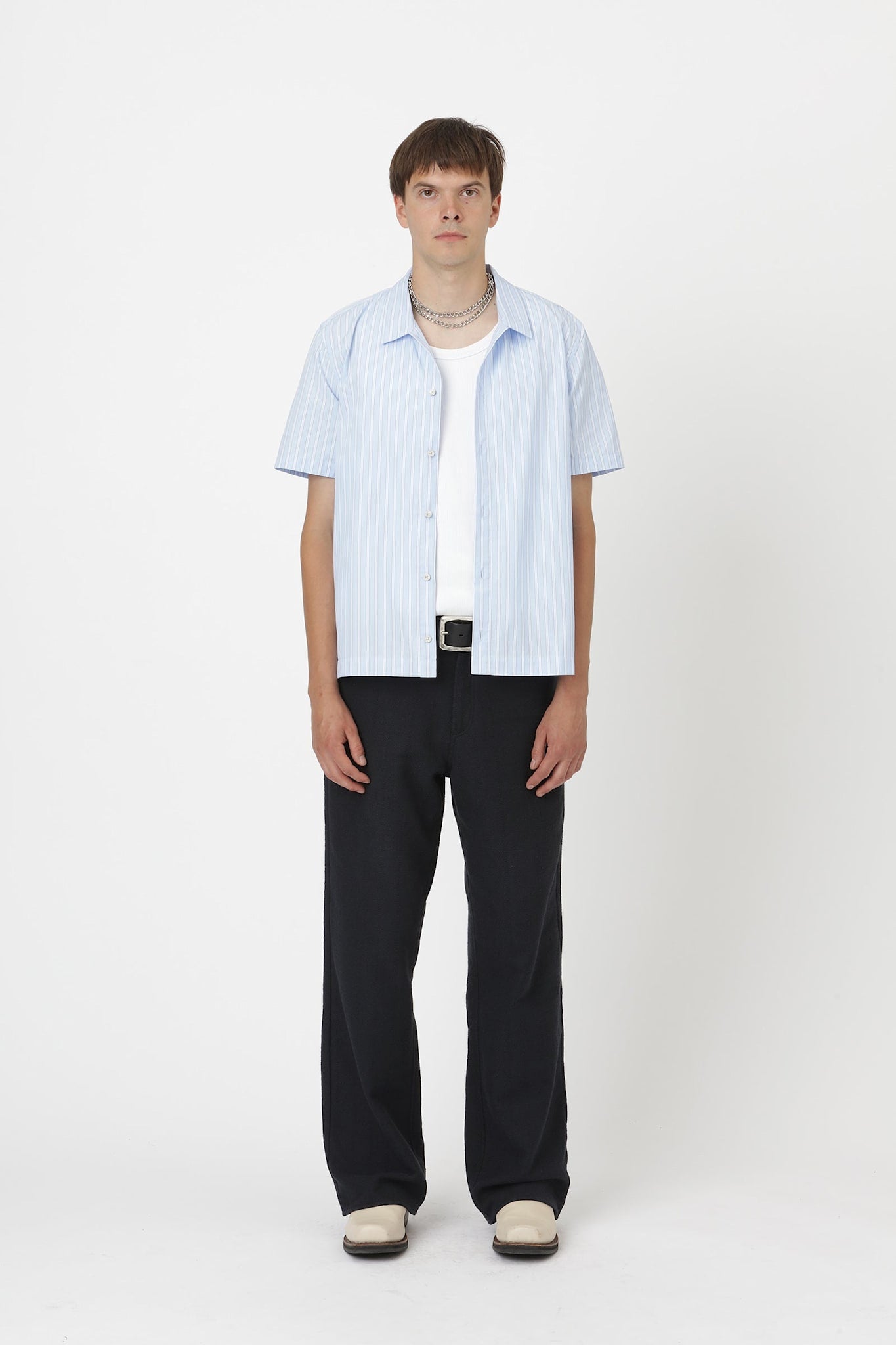 Won Hundred Men Kirk Stripe Shirt Blue Stripe