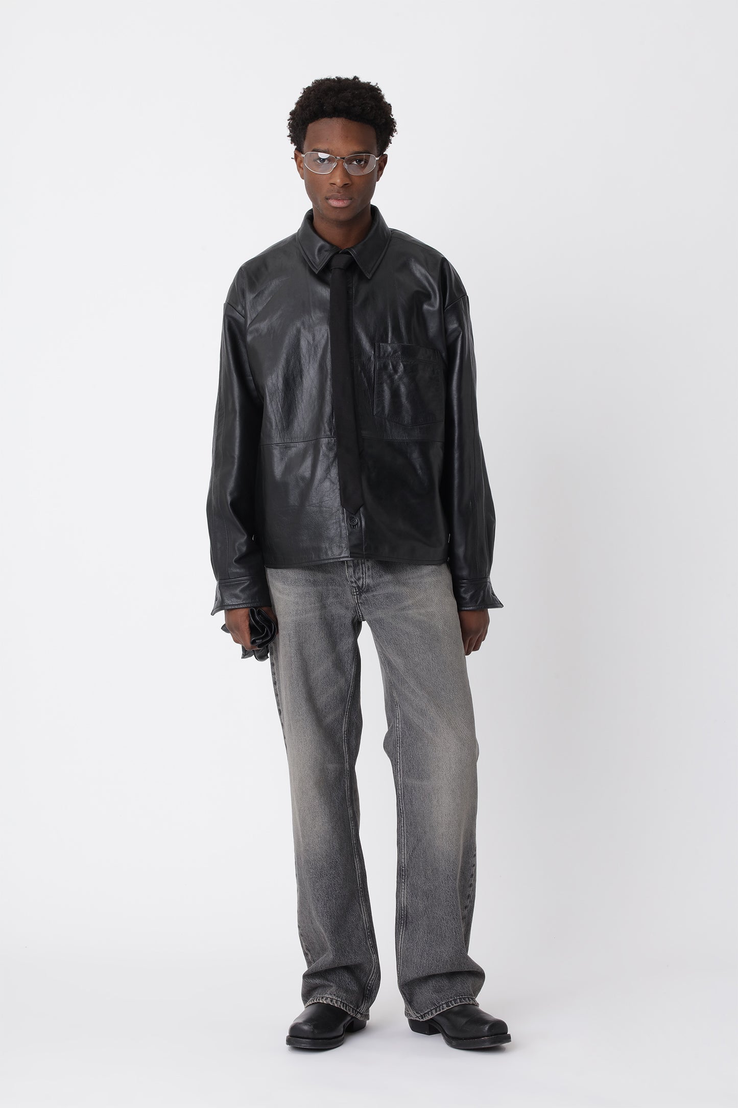 Won Hundred Men Leo Leather Shirt Shirt