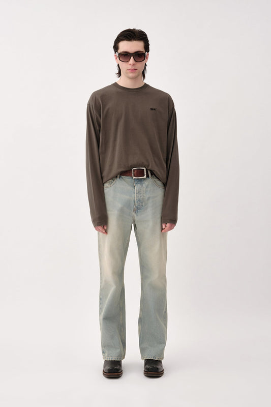 Won Hundred Men The Staff Tee LS Embroidery M T-shirt Black Olive