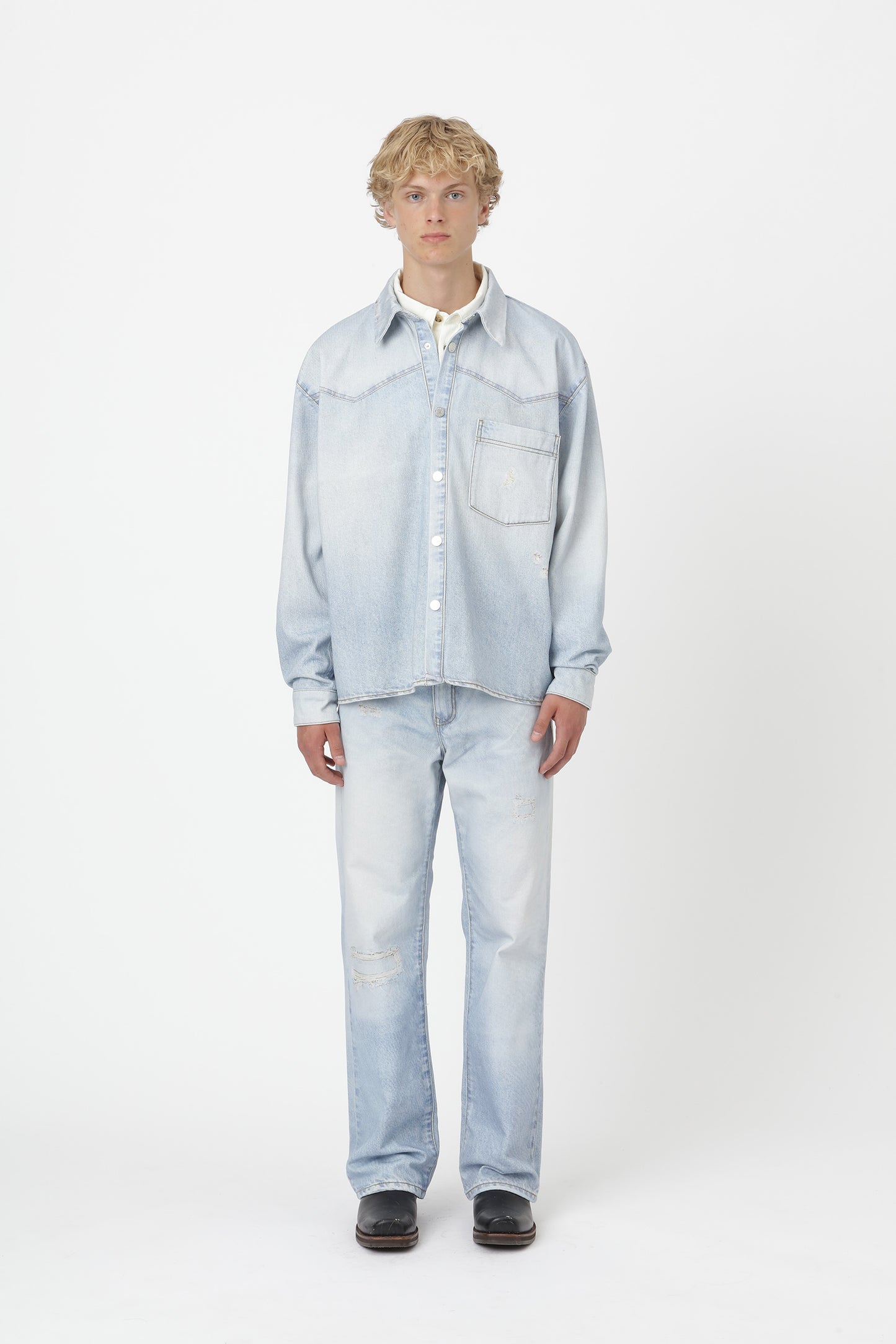 Won Hundred Men Zayne Printed Blue Denim Blue Digital Rinse