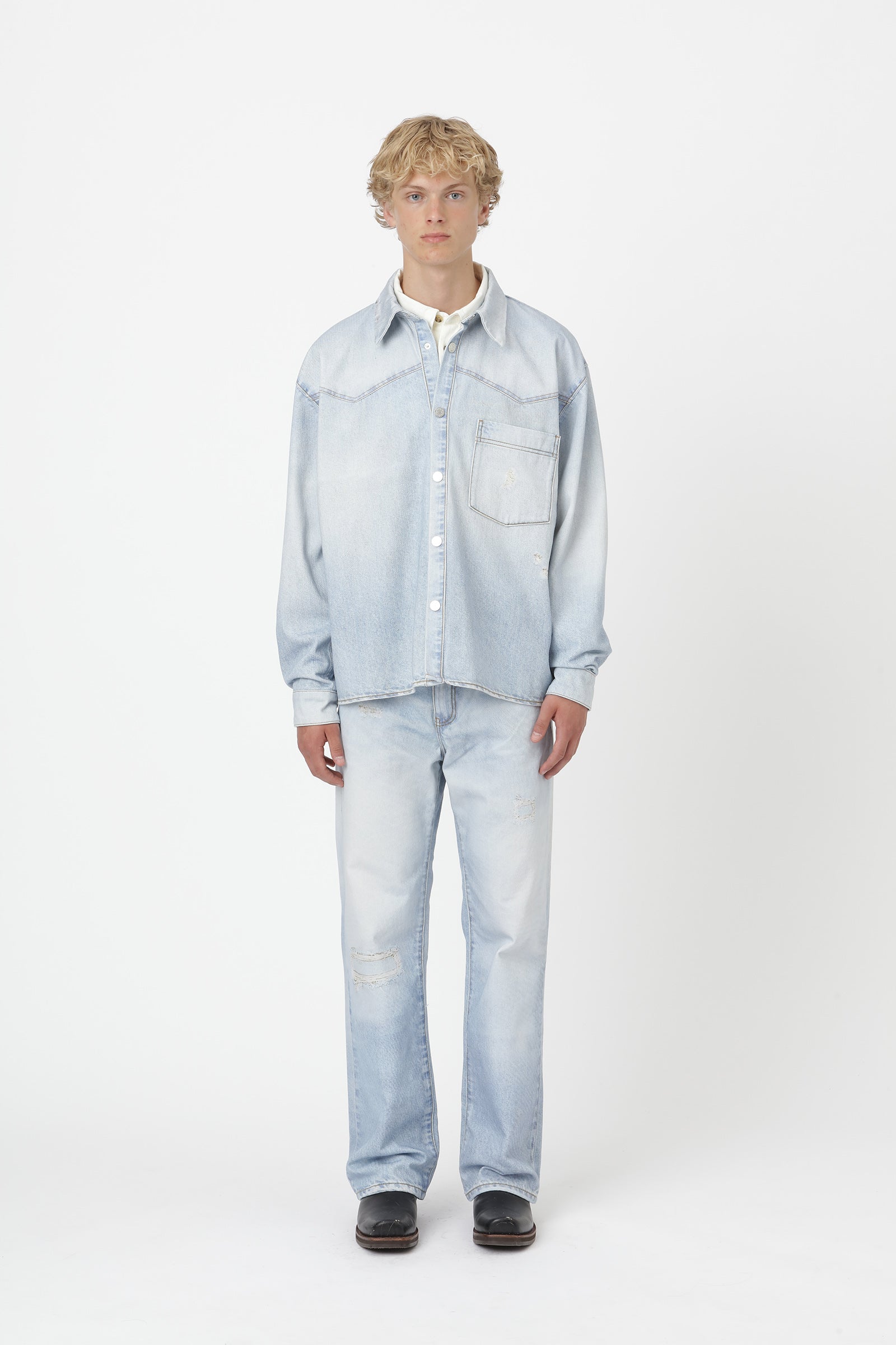 Won Hundred Men Zayne Printed Blue Denim Blue Digital Rinse