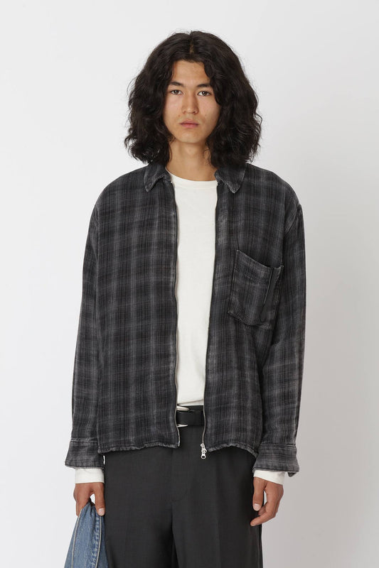 Won Hundred Men Zayne Zip Shirt Shirt Bleached Black