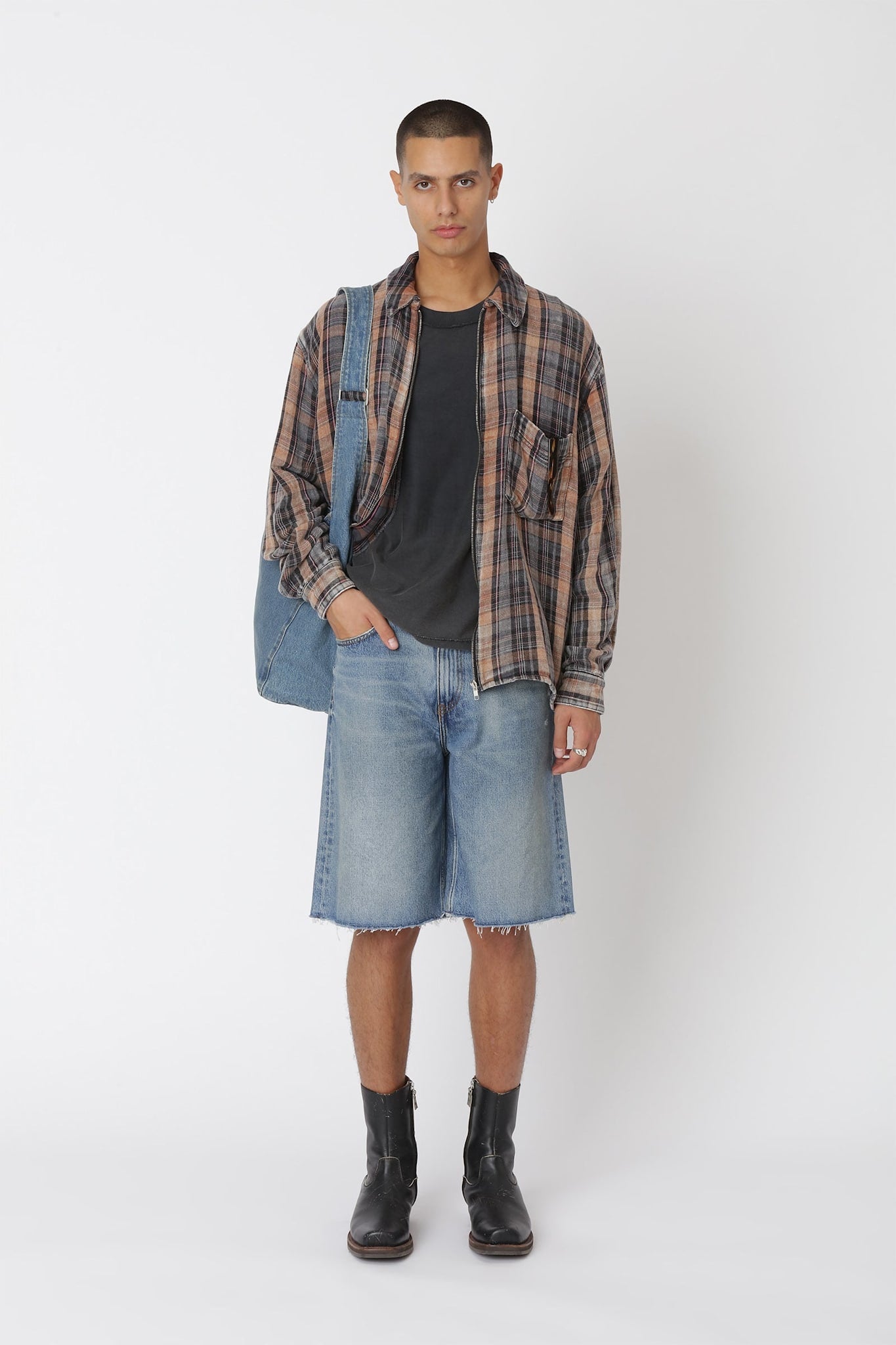 Won Hundred Men Zayne Zip Shirt Shirt Bleached Check