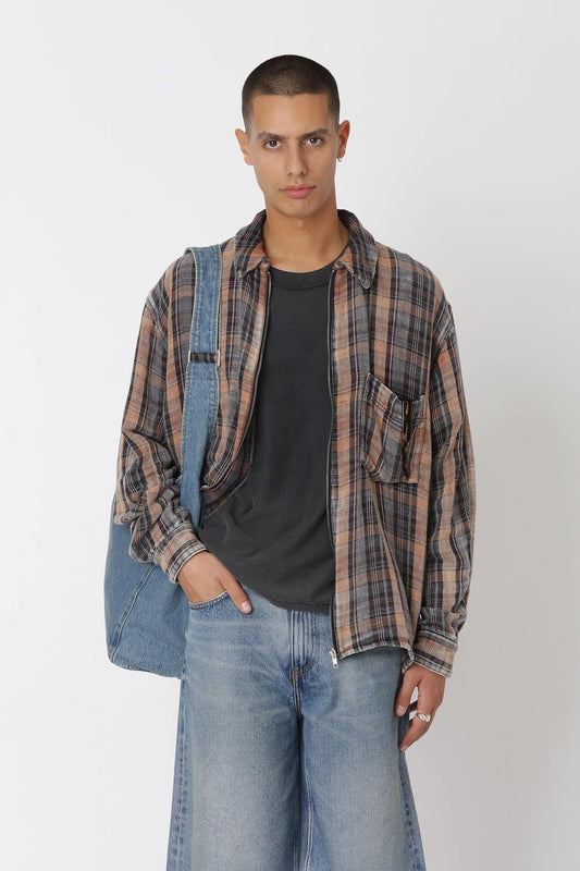 Won Hundred Men Zayne Zip Shirt Shirt Bleached Check