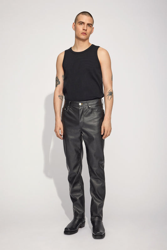 Won Hundred Men Bill Vegan Leather Trousers Trousers Black